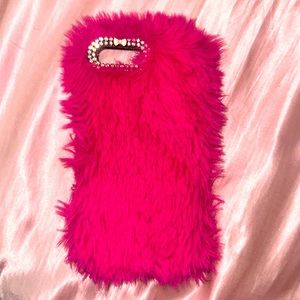 Hot pink fuzzy phone case for the iPhone 7 & 8 plus. Only used around 3 times.